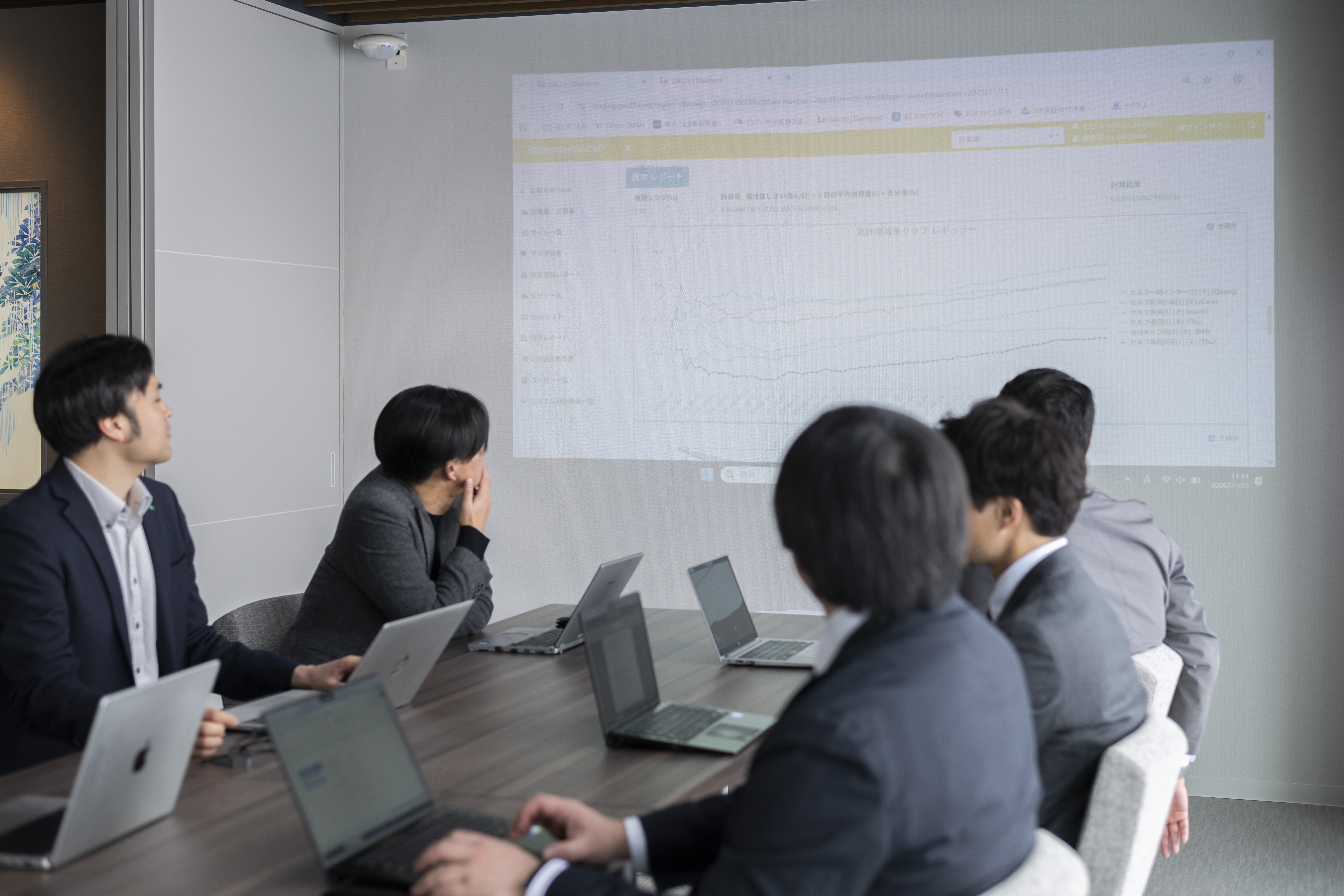 NTTデータ北陸の開発担当者との打ち合わせの様子